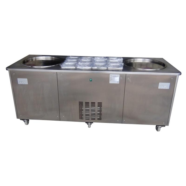 WF2170-12Y Fried Ice Cream Machine - Double Round Pan 500 with 12 GN Freezing Topping Containers